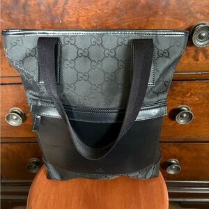 Black GG Pattern Tote Bag